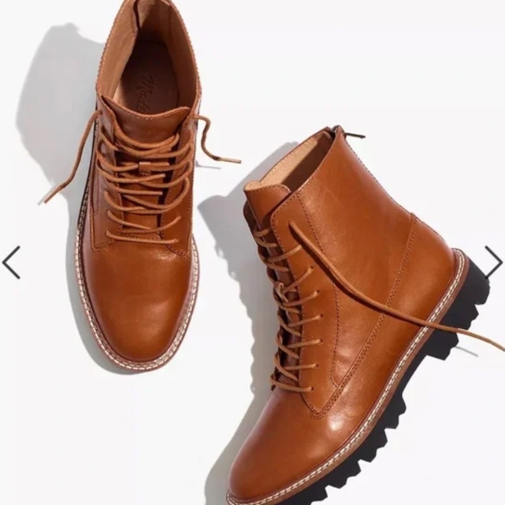Madewell Lace Up Lugsole Boots Womens 11 Leather